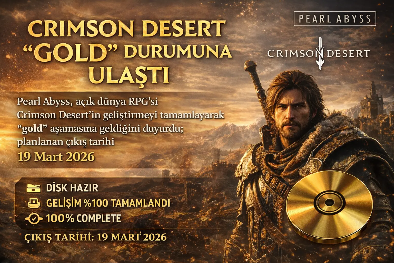 Crimson Desert “Gold” Oldu: Pearl Abyss Çıkışa Kilitledi, Tarih Netleşti