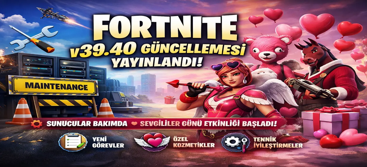 Fortnite v39.40 Güncellemesi Yayınlandı: Sunucular Bakıma Girdi, Sevgililer Günü Etkinliği Oyuna Eklendi