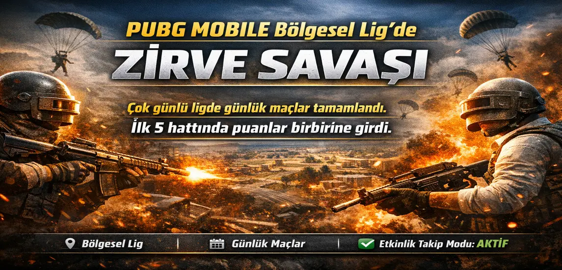 PUBG MOBILE Bölgesel Lig’de Günlük Maçlar Tamamlandı — Zirve Yarışında Takımlar, Sıralama ve Strateji