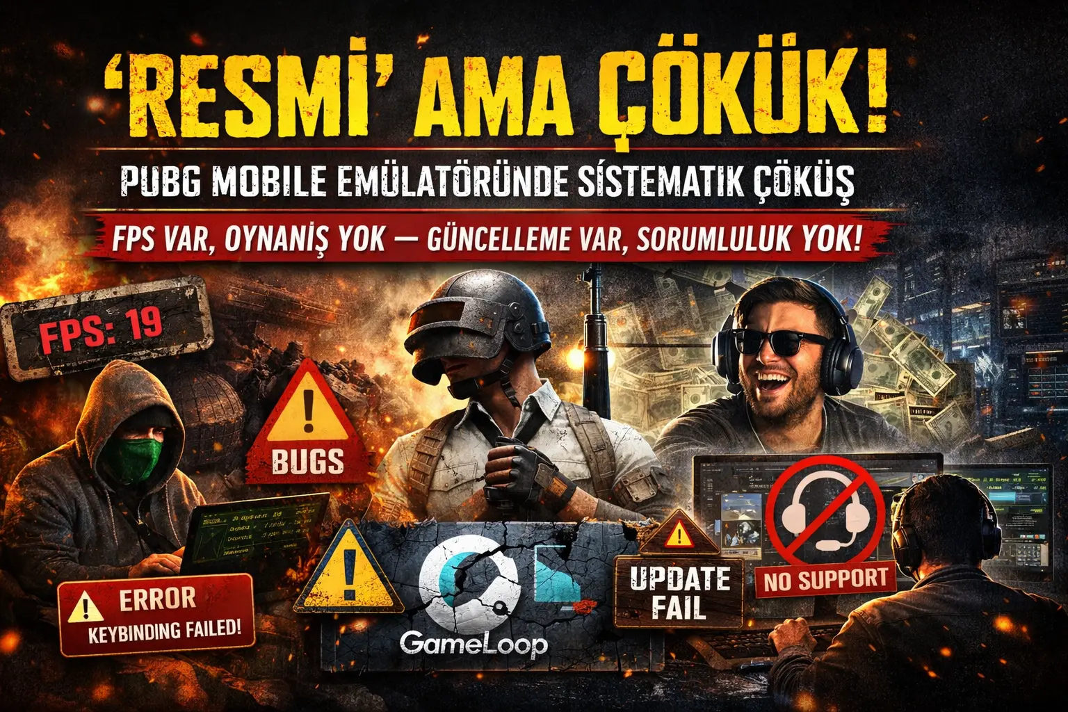 PUBG MOBILE EMÜLATÖRÜNDE SİSTEMATİK ÇÖKÜŞ ''  İLGİSİZ BİR YÖNETİM, SORUMSUZ BİR EKİP VE  KADRO ''