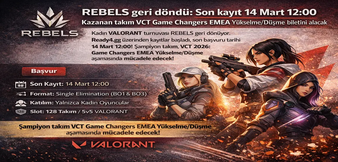 VALORANT REBELS geri döndü:  Kazanan takım VCT Game Changers EMEA Yükselme,Düşme biletini alacak